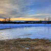 Dusk over the ice in Madison, Wisconsin