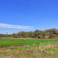 Nice farm landscape under blue sky on the Military Ridge State Trail