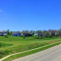 Road and houses on the Military Ridge State Trail