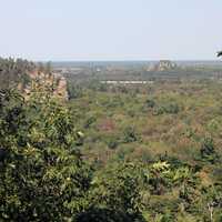 Far off view of bluffs at Mill Bluff State Park, Wisconsin