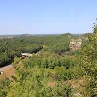 Highway and Bluffs at Mill Bluff State Park, Wisconsin