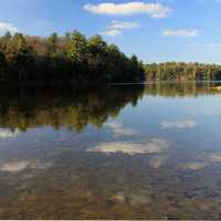 Lake, reflection, and landscape at Mirror Lake State Park, Wisconsin