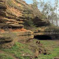 View of the bridge from the side at Natural Bridge State Park, Wisconsin