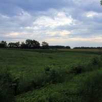 Sunset on cloudy day at New Glarius Woods, Wisconsin