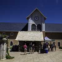 Gift Shop, Stand, and Clock Tower at New Glarus Brewery