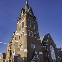 Looking at the large Cathedral in New Glarus