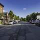 Streets, buildings, and cars in New Glarus, Wisconsin