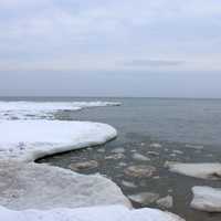 Shoreline of snow at Newport State Park, Wisconsin