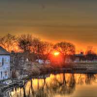 Red Sunset Over the Harbor at Algoma, Wisconsin