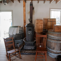 Barrels and Chairs inside a room