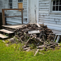 Chopped firewood  by the house