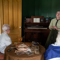 Storytelling in the room at Old World Wisconsin