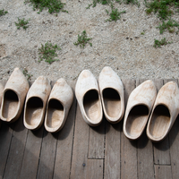 Wooden shoes on the front porch