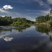 River, sky, and trees at Harstad County Park