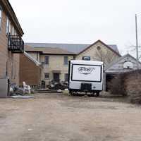 Trailer, Alleyway and buildings in Columbus, Wisconsin