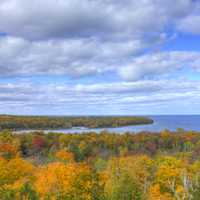Overview of the Autumn forest at Peninsula State Park, Wisconsin
