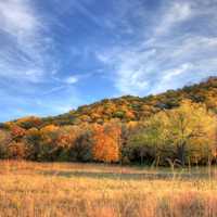 Landscape of fields and hills at Perrot State Park, Wisconsin