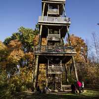 Watchtower of Pike Lake State Park surrounded by Autumn Foliage, Wisconsin