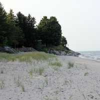 Buildings on the shore at Point Beach State Park, Wisconsin