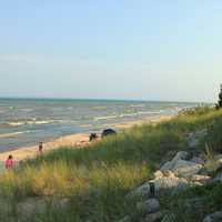 Campers on Point Beach at Point Beach State Park, Wisconsin