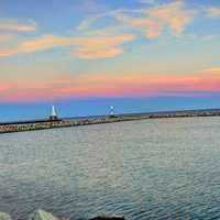 Dusk on Lake Michigan at Port Washington, Wisconsin