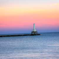 Lighthouse at Dusk at Port Washington, Wisconsin
