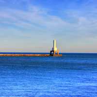 Lighthouse in the afternoon at Port Washington, Wisconsin