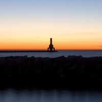 Lighthouse in the distance at Port Washington, Wisconsin