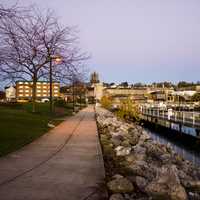 Sidewalk into town at Port Washington, Wisconsin