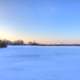 Dusk on frozen lake at Potawatomi State Park, Wisconsin