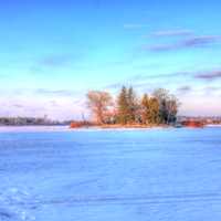 Island in the ice at Potawatomi State Park, Wisconsin