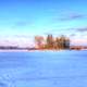 Island in the ice at Potawatomi State Park, Wisconsin