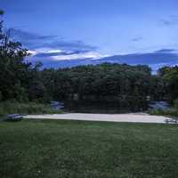 Blue Skies over Beach and lake at Stewart Lake County Park