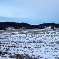 Dusk Winter Landscape with an overcast sky in Wisconsin