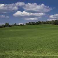 Green Hill Landscape under sky and clouds