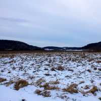 Landscape of the Snowy Field in Wisconsin
