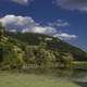 Pond Landscape with trees and Hill