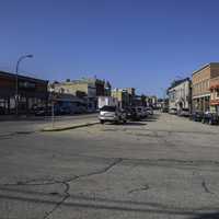 Rows of Cars and Stores on Main Street in Lake Mills