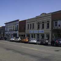 Side Streets and buildings with cars in Lake Mills, Wisconsin