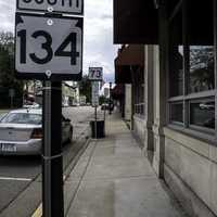 Sidewalk View with sign in Deerfield