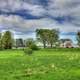 Landscape, Blue Sky, and Houses in Southern Wisconsin