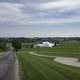 View of the country road and small town in Wisconsin