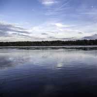 Waters of the peaceful Wisconsin River at Ferry Bluff