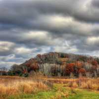 Clouds over forest and hill in Southern Wisconsin