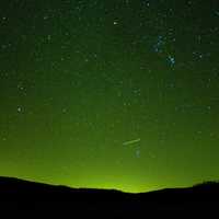 Green Night Sky with Stars at Hogback Prairie State Natural Area, Wisconsin