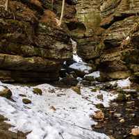 Snow in the Canyon at Parfreys Glen, Wisconsin