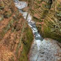 Falling into a pool at Pewit's Nest Natural Area, Wisconsin