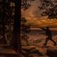 Punching stance at dusk at Gibraltar Rock, Wisconsin Free Stock Photo