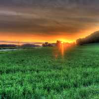 Sunset over the fields in Wisconsin