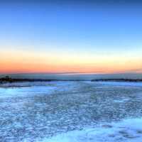 Icy bay in Sturgeon Bay, Wisconsin